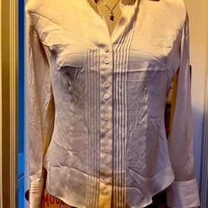 Ann Taylor cream silk long sleeve blouse